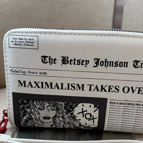 Betsey Johnson Black and White Newspaper Wristlet - Picture 7 of 15